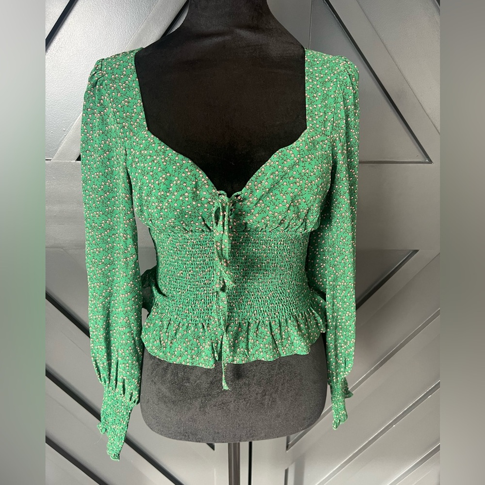 Hello Molly Green Floral Blouse